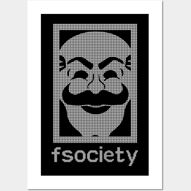 Mr Robot Fsociety Christmas Knit Pattern Wall Art by Bevatron